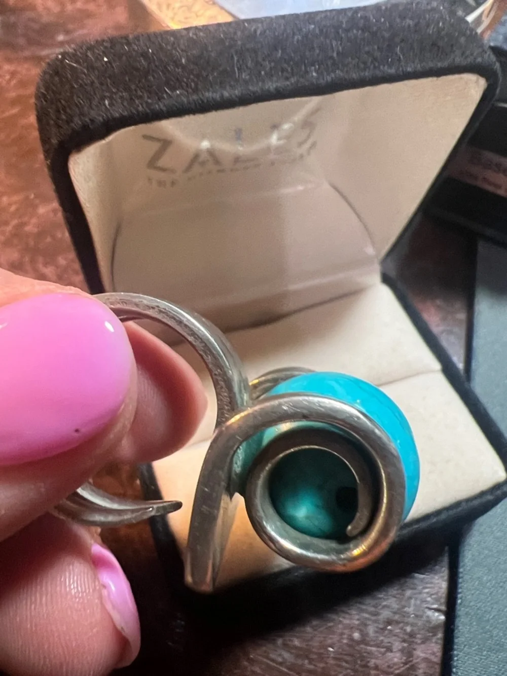 Turquoise Sphere Silver Statement Ring - Picture 7 of 11
